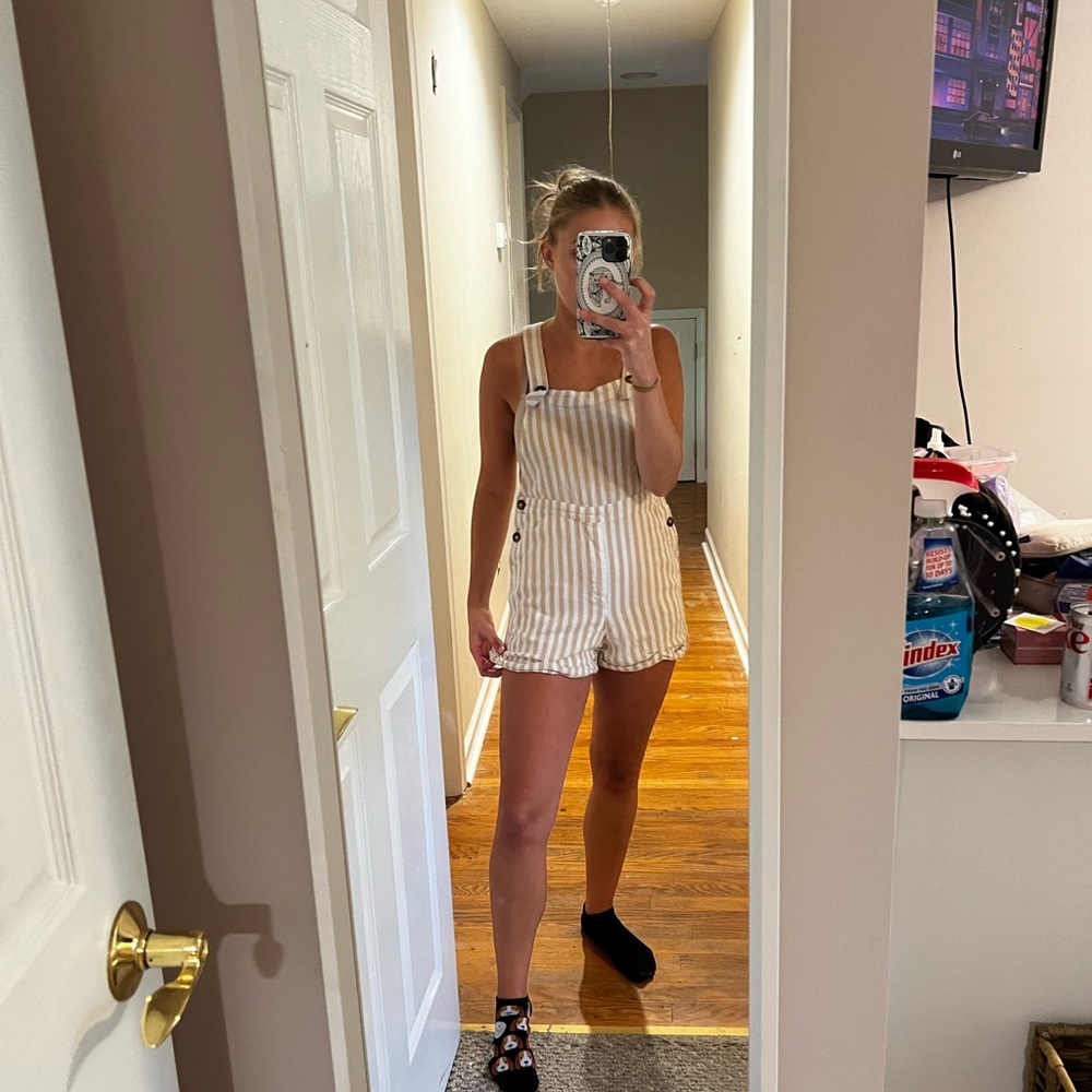Striped overalls